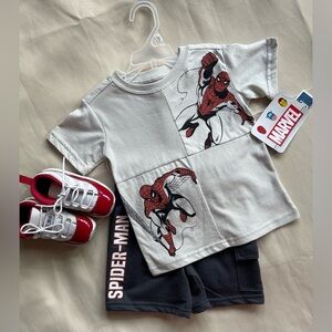 Marvel Spiderman shirt and short set 3T